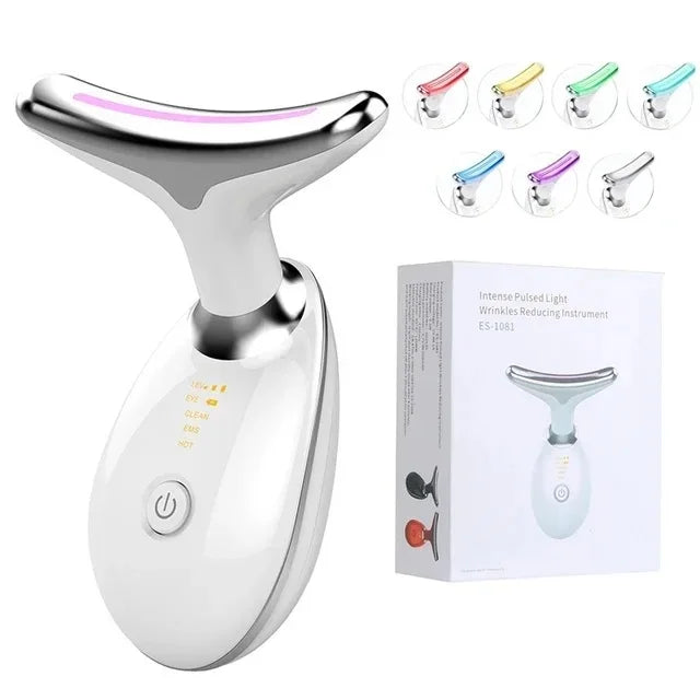 7-Color Light Therapy for Face & Neck – Reduces Wrinkles, Tightens Skin, and Removes Double Chin