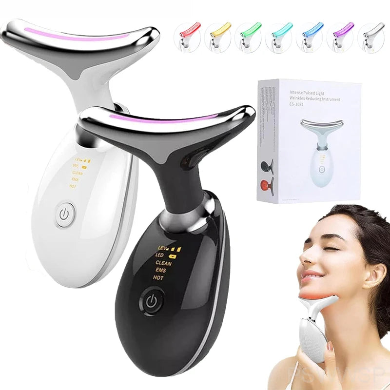 7-Color Light Therapy for Face & Neck – Reduces Wrinkles, Tightens Skin, and Removes Double Chin