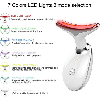7-Color Light Therapy for Face & Neck – Reduces Wrinkles, Tightens Skin, and Removes Double Chin